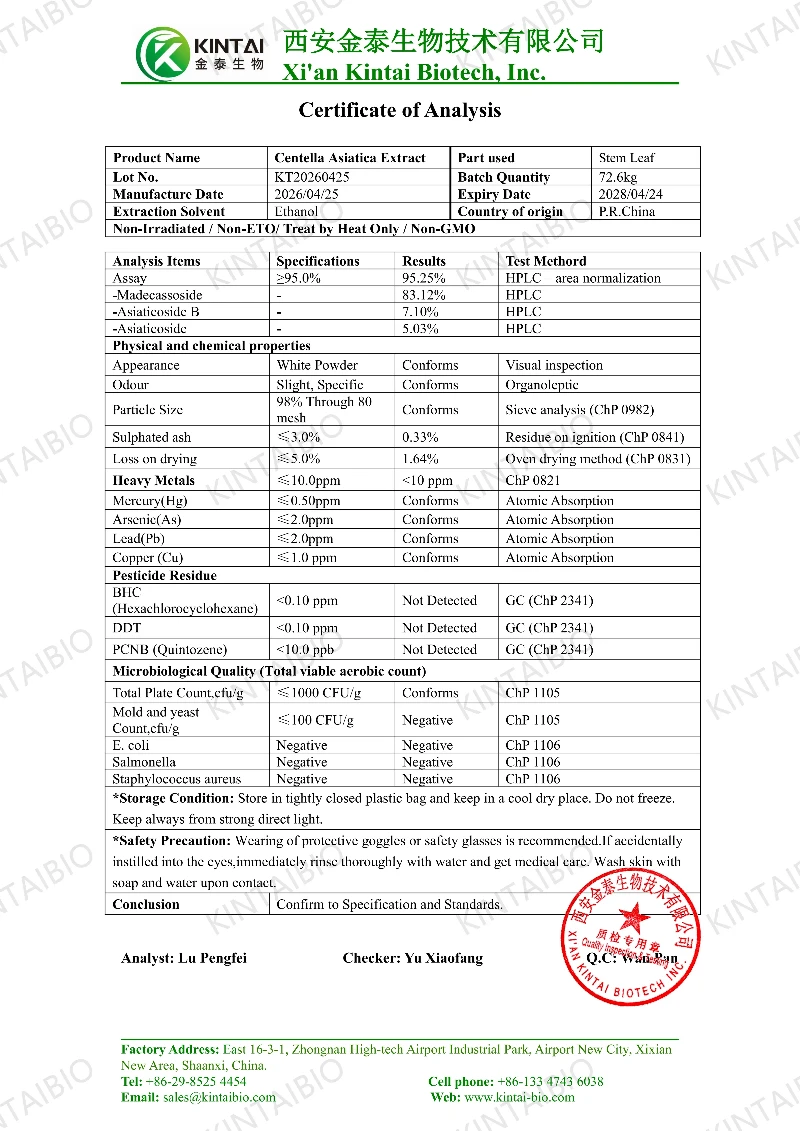 KT-COA OF Centella Asiatica Extract 95 KT-COA OF Centella Asiatica Extract 95